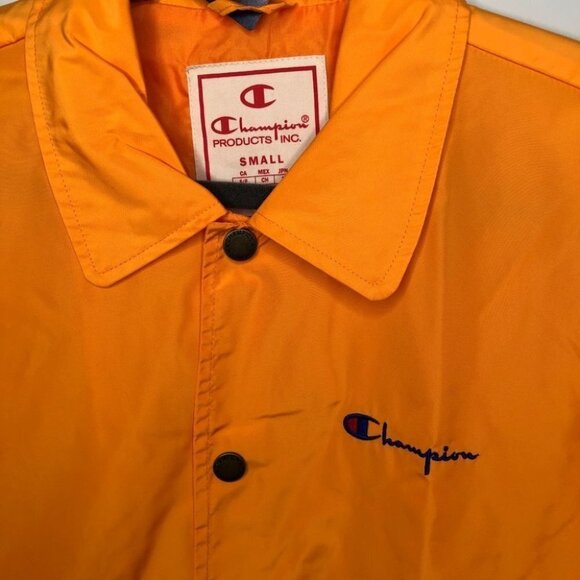 MEN'S Champion Reverse Weave Coach Varsity Jacket Orange Size Small - Picture 5 of 8